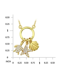 Macy's 14k Gold-Plated Over Brass Circle Charm Holder with Turtle, Starfish, and Clamshell Charms Necklace