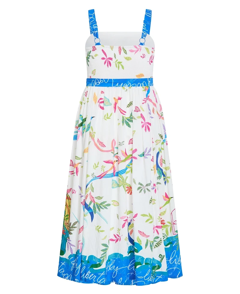 City Chic Plus Free Spirit Print Sleeveless Midi Dress