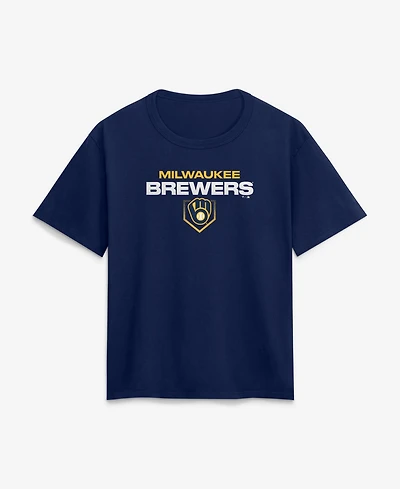 Fanatics Women's Milwaukee Brewers Legacy Relaxed-Fit Tagless Crewneck T-Shirt