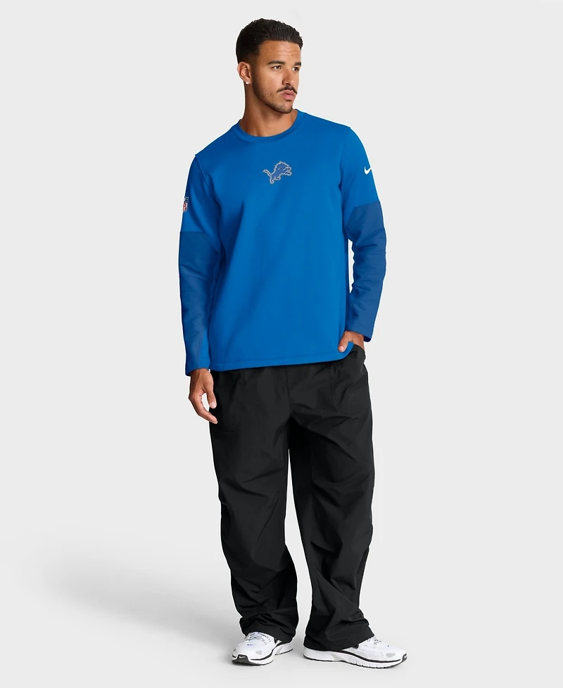 Nike Men's Detroit Lions Sideline Coaches Midweight Crew Pullover Sweatshirt