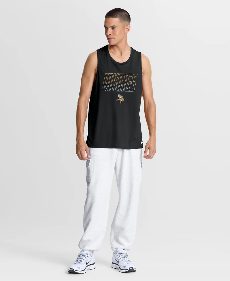 Nike Men's Minnesota Vikings Kickoff Miler Crew Neck Screen Print Graphics Tank Top