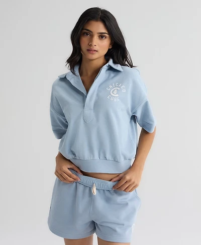 Fanatics Women's Chicago Cubs Iconic Collection Short-Sleeve Cropped Polo Sweatshirt