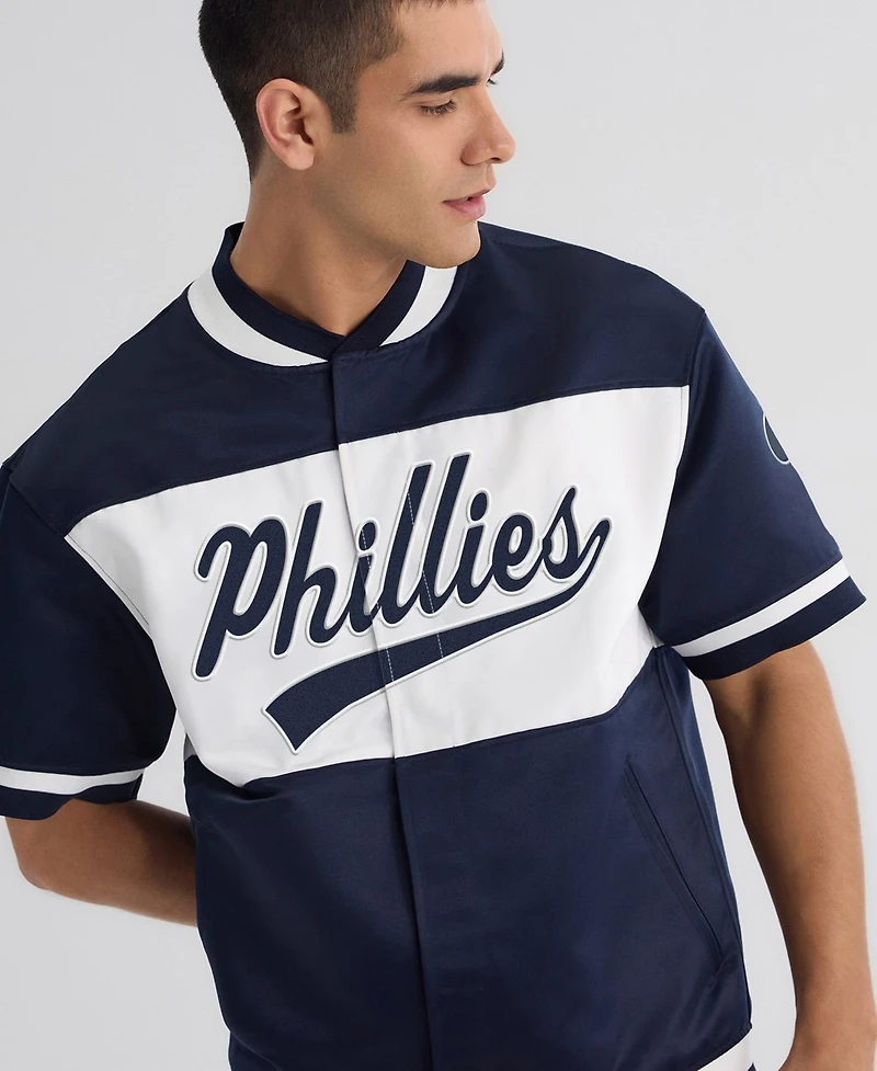 Fanatics Men's Philadelphia Phillies Iconic Satin Full-Snap Short-Sleeve Jacket
