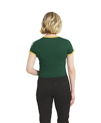 Wear by Erin Andrews Women's Green Bay Packers Cropped Throwback Cotton-Blend T-Shirt