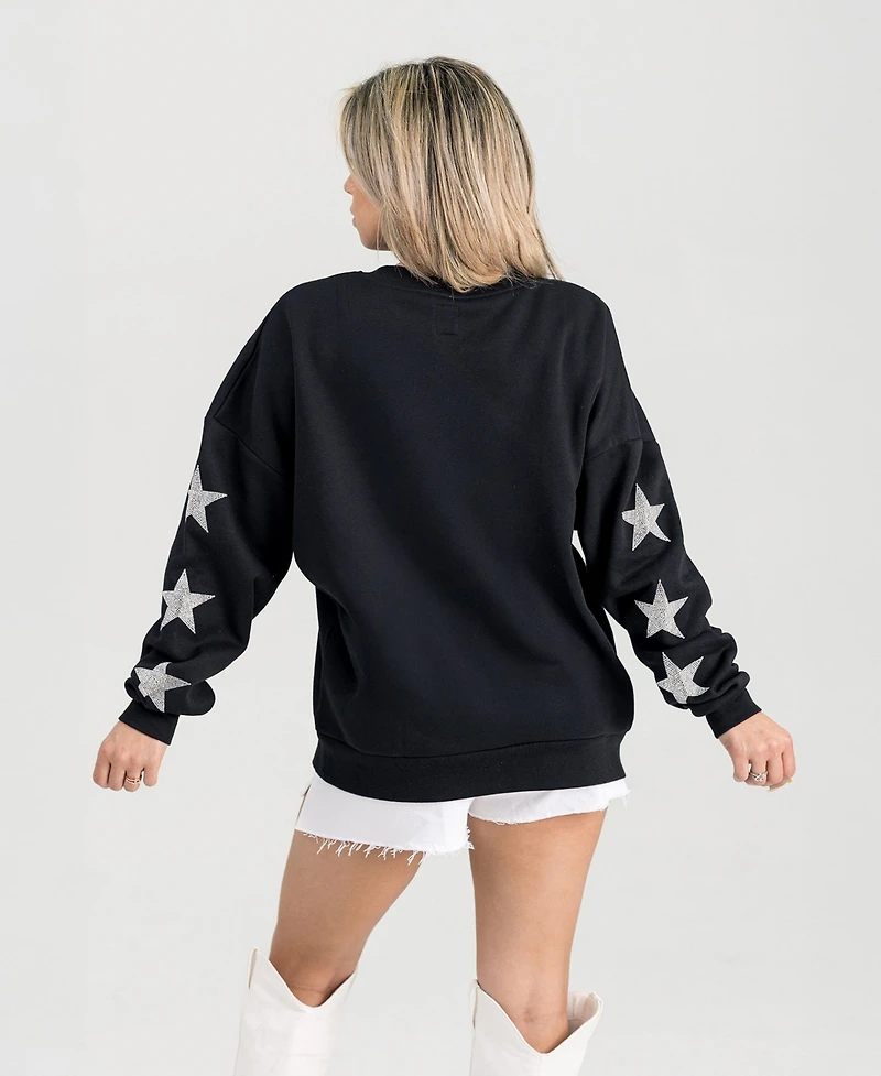 Gameday Couture Women's Indianapolis Colts Pure Victory Rhine Stud Star-Sleeve Long-Sleeve Pullover Sweatshirt