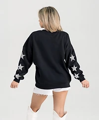 Gameday Couture Women's Indianapolis Colts Pure Victory Rhine Stud Star-Sleeve Long-Sleeve Pullover Sweatshirt