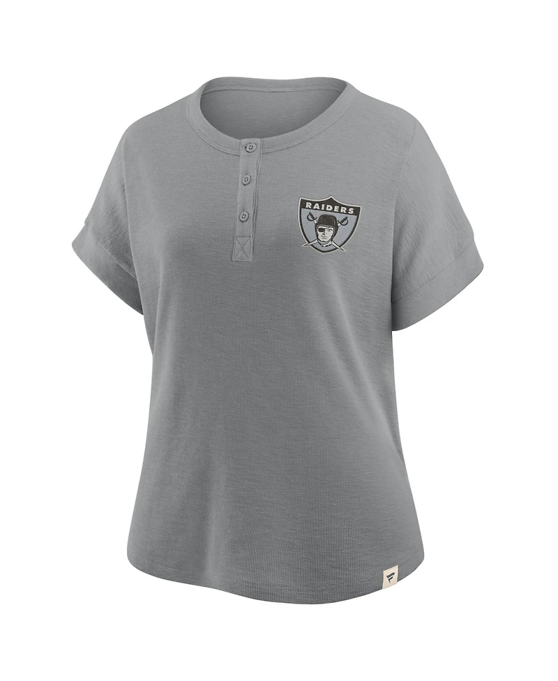 Fanatics Women's Las Vegas Raiders Hometown Premium Oversized Short-Sleeve Henley Shirt