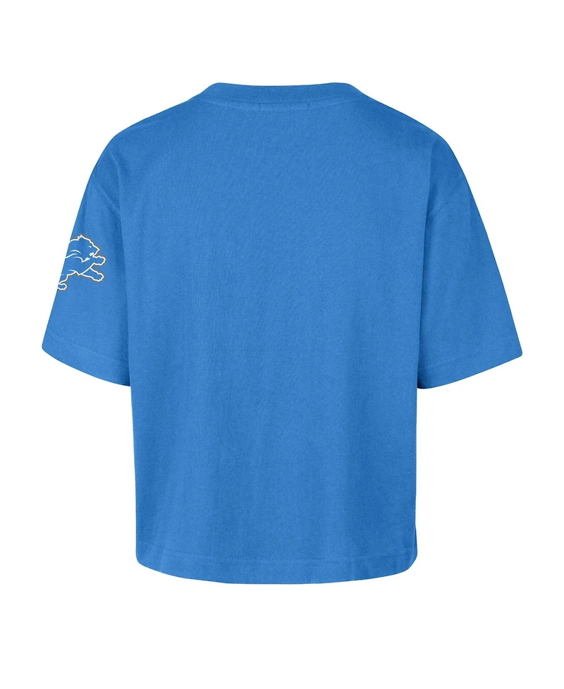 '47 Brand Women's Detroit Lions Call Out Reed City Short-Sleeve Cropped T-Shirt