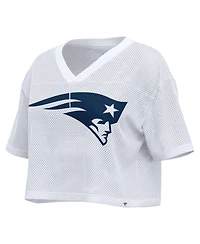 Fanatics Women's New England Patriots Oversized Cropped Mesh V-Neck Top