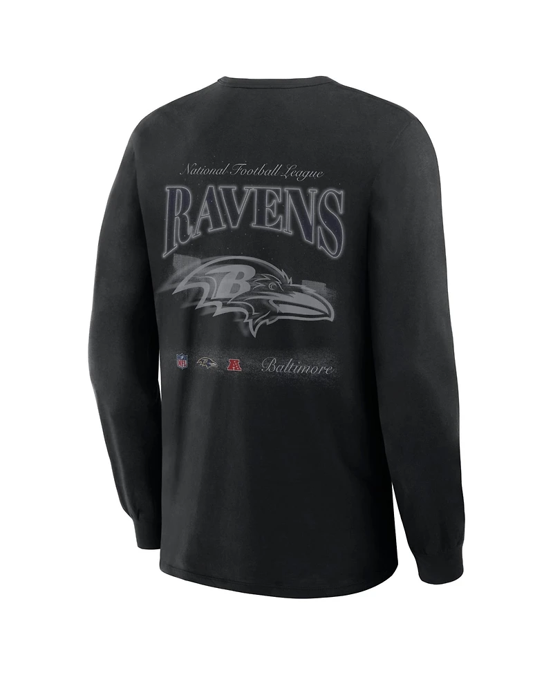 Fanatics Men's Baltimore Ravens Midnight Falls Long-Sleeve Crewneck T-Shirt