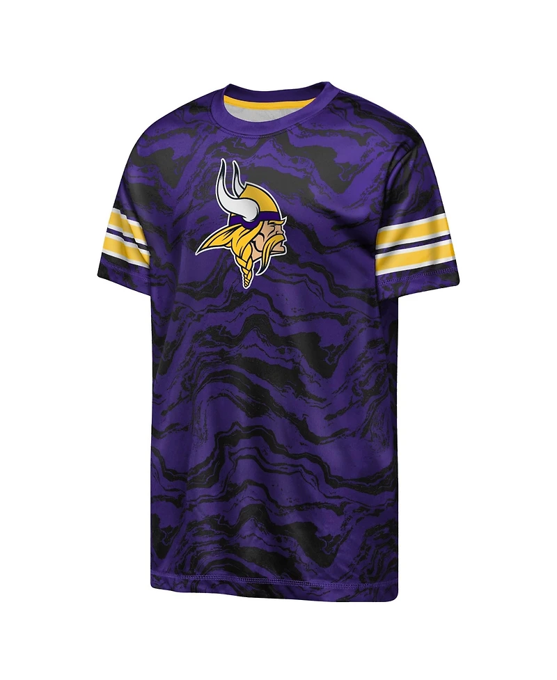 Outerstuff Boys' and Girls' Minnesota Vikings Slant Route Performance Crewneck T-Shirt