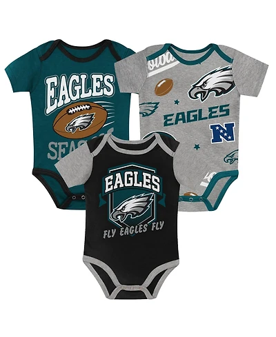 Outerstuff Baby Boys' and Girls' Philadelphia Eagles First Round Pick Screen-Print Graphics Bodysuits, 3-Piece Set