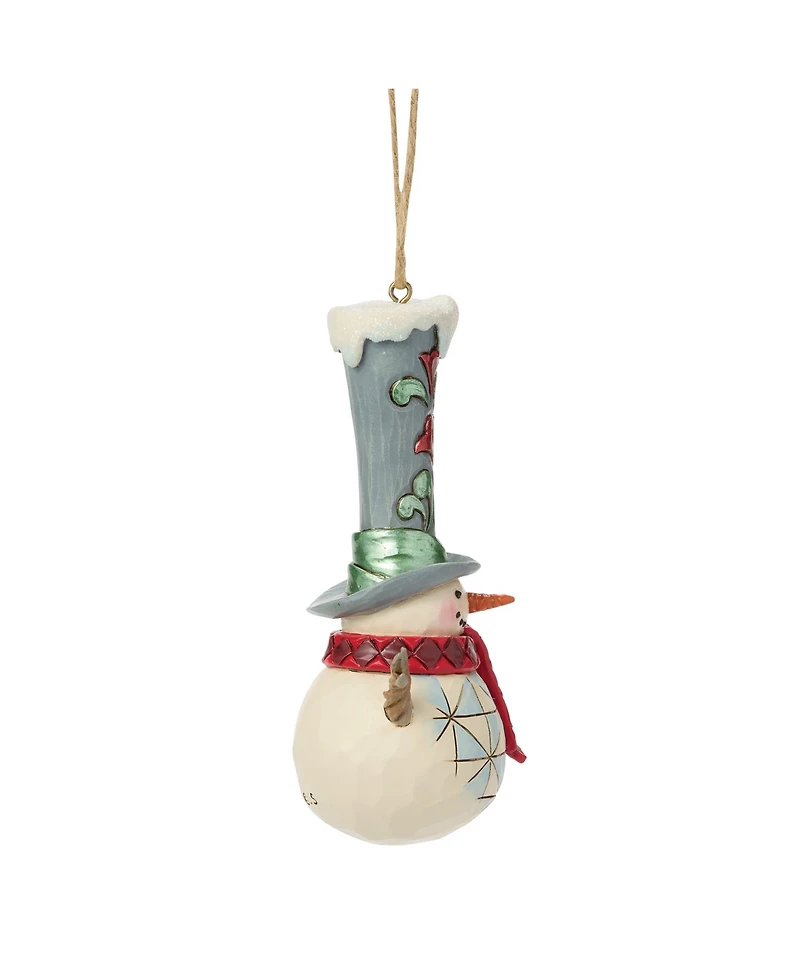 Jim Shore Heartwood Creek Snowman with Tall Top Hat Hanging Ornament
