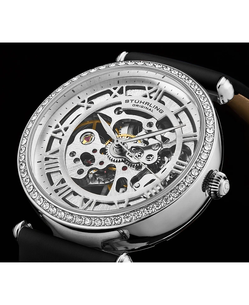 Stuhrling Women's Legacy Blue Leather , Silver-Tone Dial , 45mm Round Watch