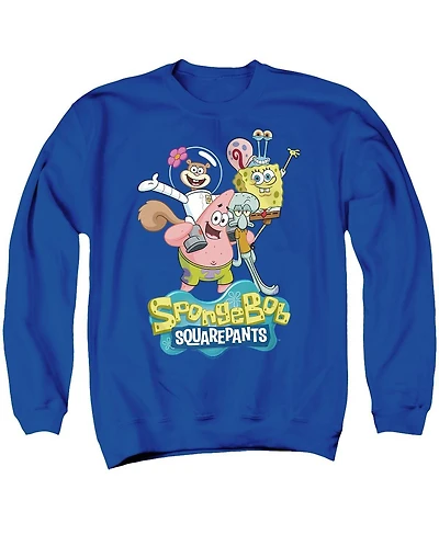 SpongeBob SquarePants Men's Group Shot Graphic Long-Sleeve Crewneck Sweatshirt