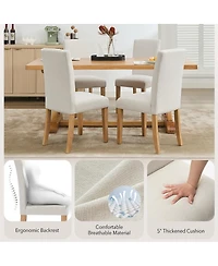 homfan Dining Chairs Set of 6, Upholstered Ergonomic Chairs with Curved Backrest, Heavy-Duty Wood Legs for Dining Room Kitchen Home