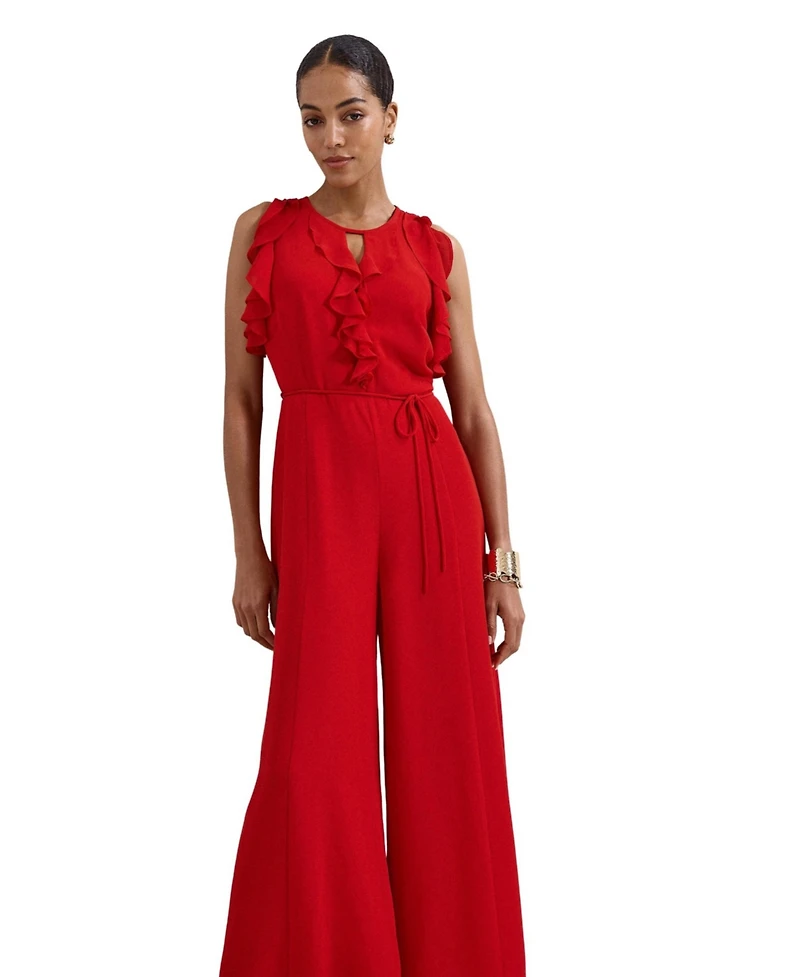 Phase Eight Women's Front Wide Leg Jumpsuit Cinched Waist