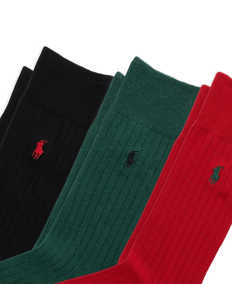 Polo Ralph Lauren Men's Soft Touch Rib Slack Trouser Socks, 3-Pack