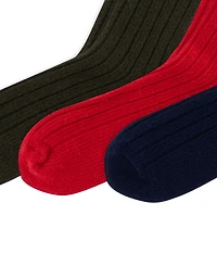 Polo Ralph Lauren Lambswool-Blend Ribbed Boot 3-Pair Socks Set