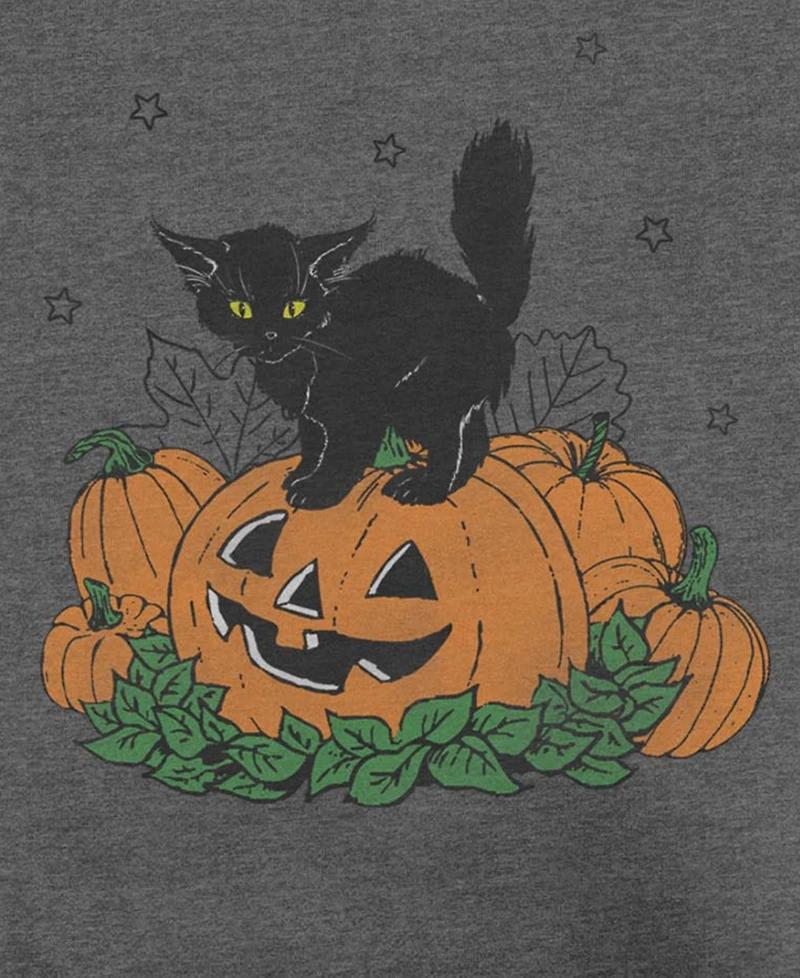 Fifth Sun Men's Pumpkin Kitty Graphic Crewneck Cotton-Blend Sweatshirt