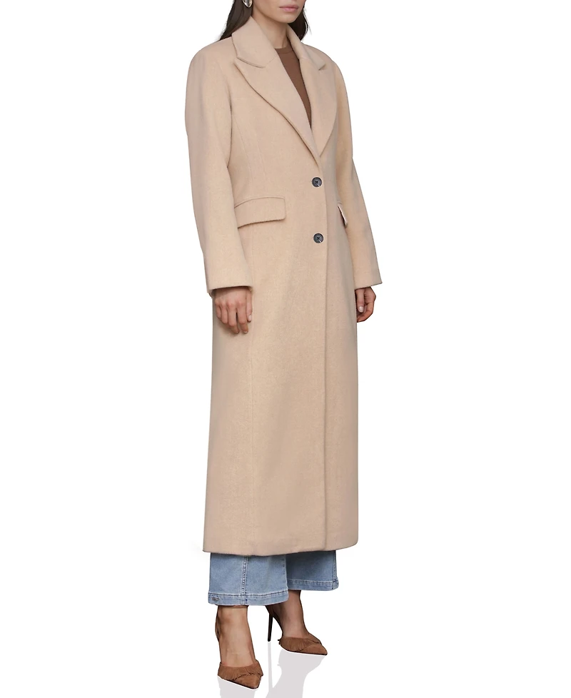 Avec Les Filles Women's Double-Breasted Long Wool-Blend Structured-Shoulder Coat