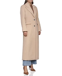 Avec Les Filles Women's Double-Breasted Long Wool-Blend Structured-Shoulder Coat