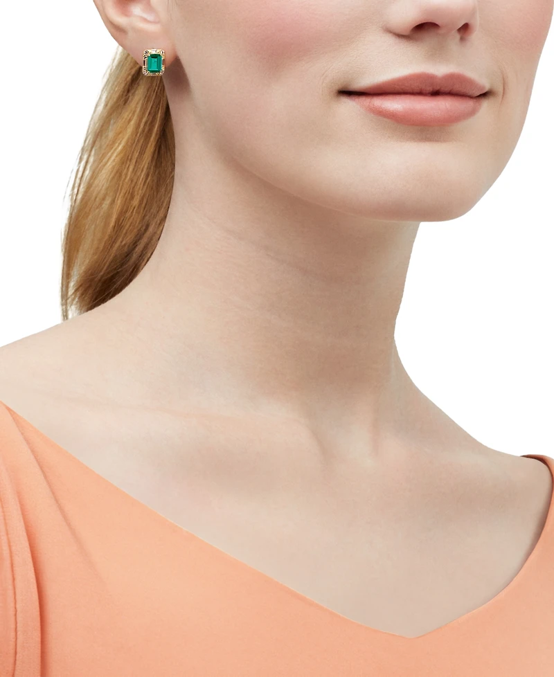 Macy's Sapphire (4 ct. t.w.) & White (5/8 Stud Earrings Sterling Silver (Also Emerald Ruby)