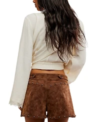 Free People Women's Best Behavior High-Waisted Mini Western Suede Shorts, 2" Inseam