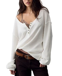 Free People Women's Montreal Scoop Neck Oversized Thermal Shirt