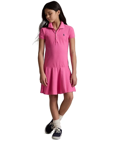 Big Girls Cotton Mesh Short Sleeve Polo Dress