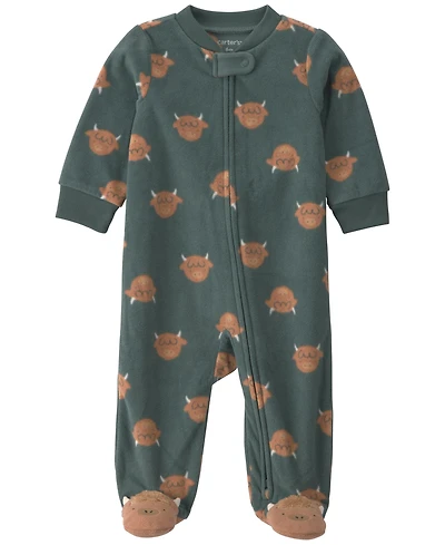 Carter's Baby Boys' 2-way Zip Footed Fleece Sleep & Play Pajamas