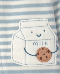 Carter's Boys' and Girls' Milk & Cookies 2-Way Zip Striped Fleece Sleep Play Pajamas