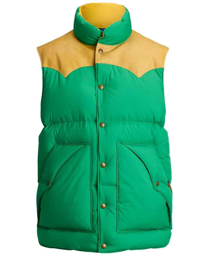 Polo Ralph Lauren Men's Western-Style Leather Yoke 750-Fill-Power Down Vest