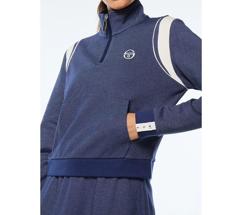 Sergio Tacchini Women's Agiato Mock-Neck Quarter-Zip Kangaroo-Pocket Sweatshirt