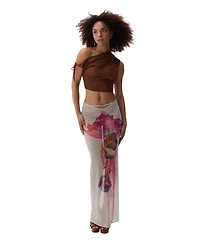 Luna B Women's Laura One-Shoulder Tulle Cropped Top