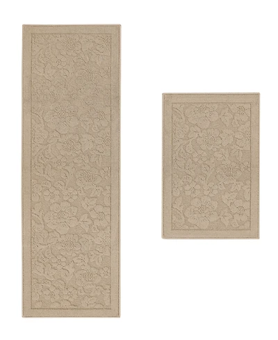 Laura Ashley Hi-Low Tufted Skid-Resistant 2-Piece Rug Set