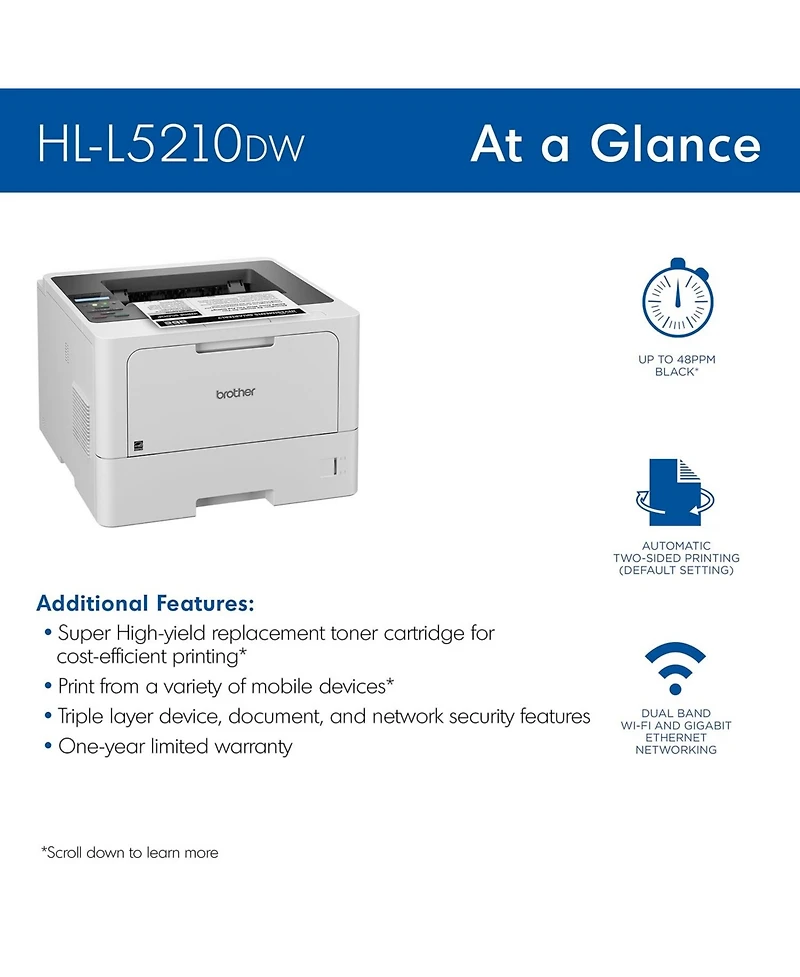 Brother Business Monochrome Wireless Laser Printer