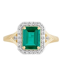 Macy's Emerald (1-3/8 ct. t.w.) & White Sapphire (1/3ct. Ring 14k Yellow Gold-Plated Sterling Silver (Also Ruby)