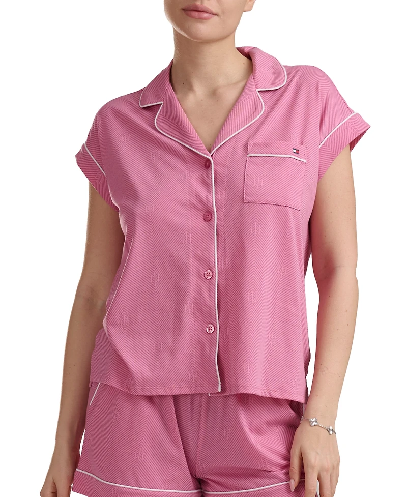 Tommy Hilfiger Printed Shirt and Shorts Pajama Set