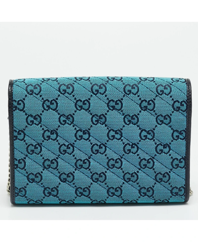Pre-Owned Gucci Women's Gg Marmont Diagonal Quilt Canvas Wallet on Chain