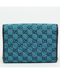 Pre-Owned Gucci Women's Gg Marmont Diagonal Quilt Canvas Wallet on Chain