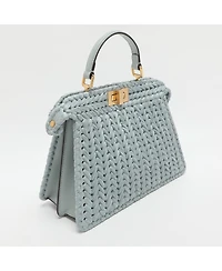 Pre-Owned Fendi Women's Peekaboo ISeeU Small Woven Straw Satchel