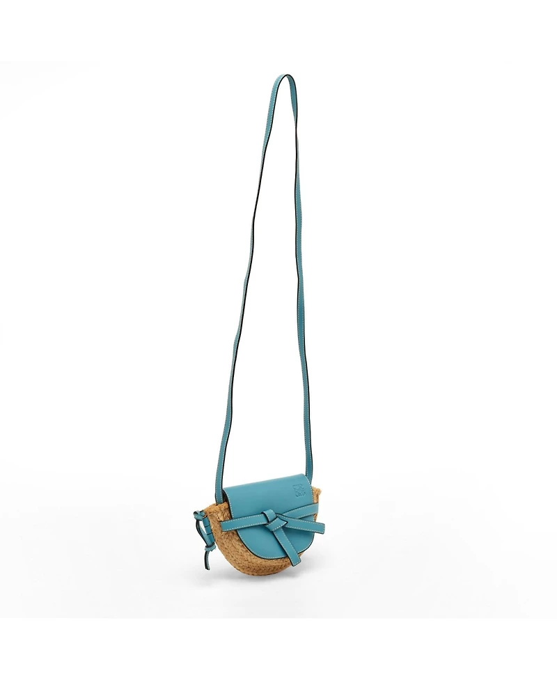 Pre-Owned Loewe Women's Gate Mini Raffia and Leather Shoulder Bag