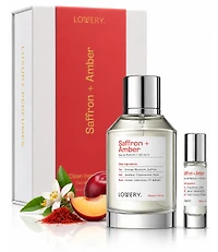 LoveryPlus Saffron + Amber Eau de Parfum 2pc Fragrance Gift Set, 3.4 fl oz Perfume Spray
