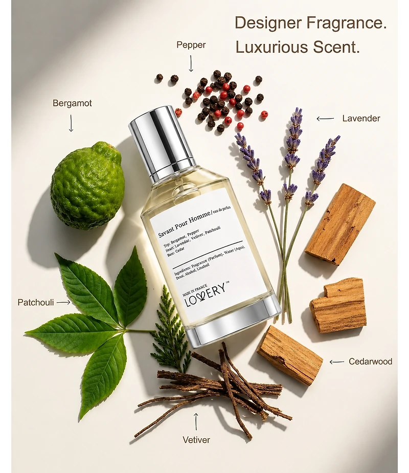 Lovery Savant Pour Homme Eau de Parfum 3pc Gift Set - 3.4fl oz Mens Perfume Gift Set with Mini Perfume and Free Gift Sample