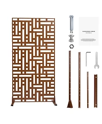 Vevor Metal Privacy Screen 47"x76" Outdoor Privacy Screens and Panels for Patio Brown