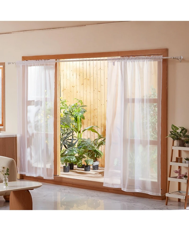 Slickblue 2 Panel Sheer Window Curtains with Dual Rod Pocket, Polyester Drapes for Home Decor