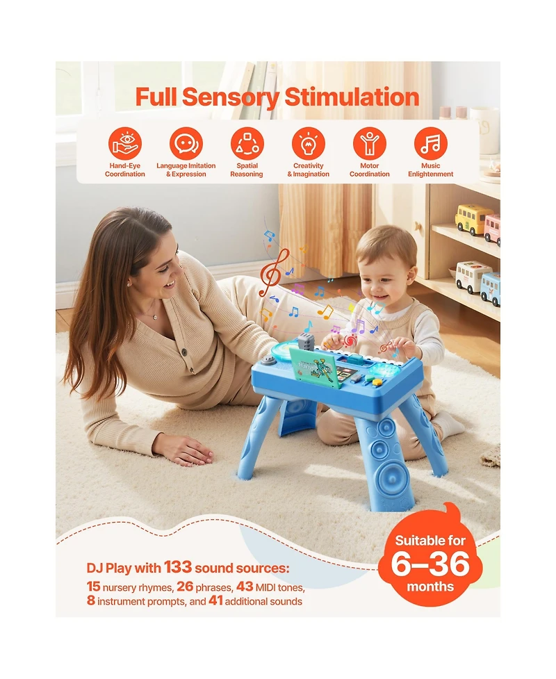 Sugift Baby Dj Turntable 133 Sound Sources Record and Playback Musical Activity Table, Ages 6 Months+