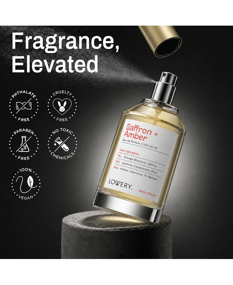 Lovery Plus Saffron + Amber Eau de Parfum Perfume Set - 3.4fl oz Women Perfume Gift Set with Mini Perfume and Free Gift Sample
