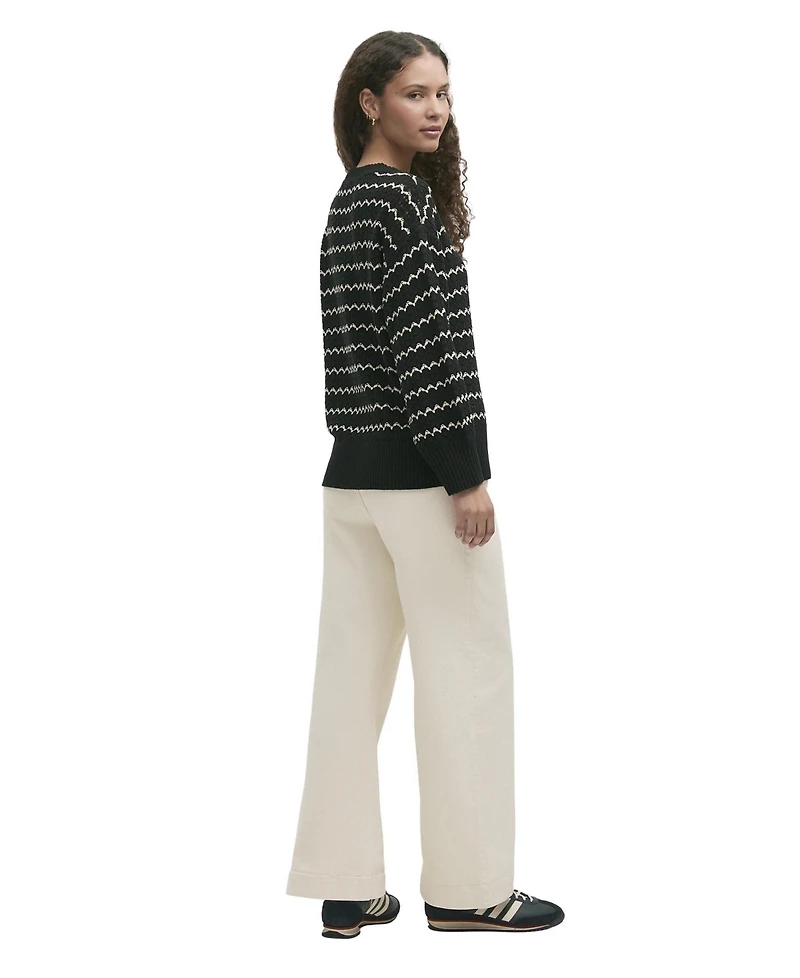 Finery London Women's Sansa Crochet Striped Long-Sleeve Sweater